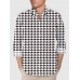 Full-Print Black And White Houndstooth Printing Men's Long Sleeve Shirt