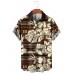 Abstract Hibiscus Tribal Pattern Casual Short Sleeve Shirt